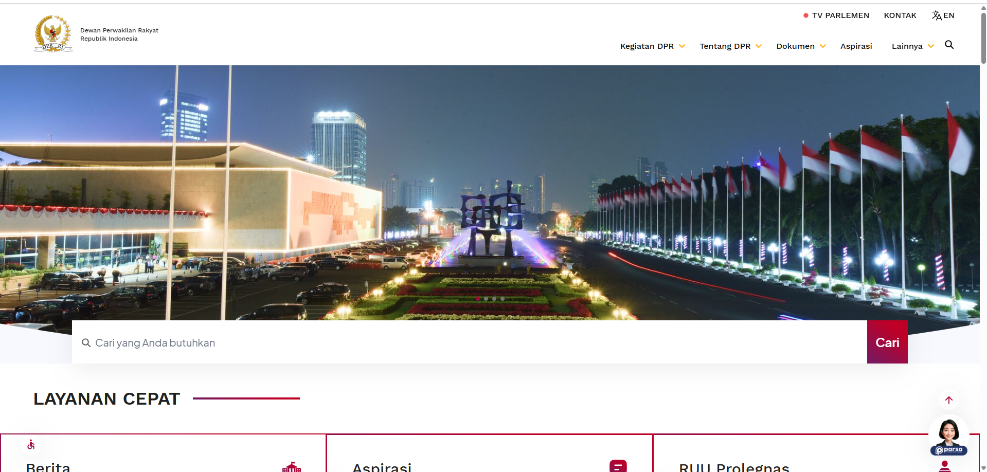 Website Sekjen DPR RI